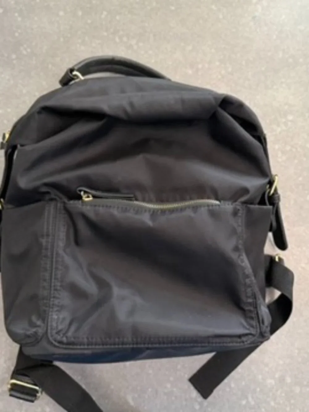 Tommy Bahama Black Nylon & Faux Leather Backpack – Everyday Travel Bag